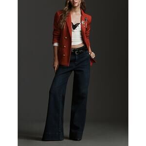 Maeve Corseted Black  High-Rise Wide-Leg Denim Jean Size 29